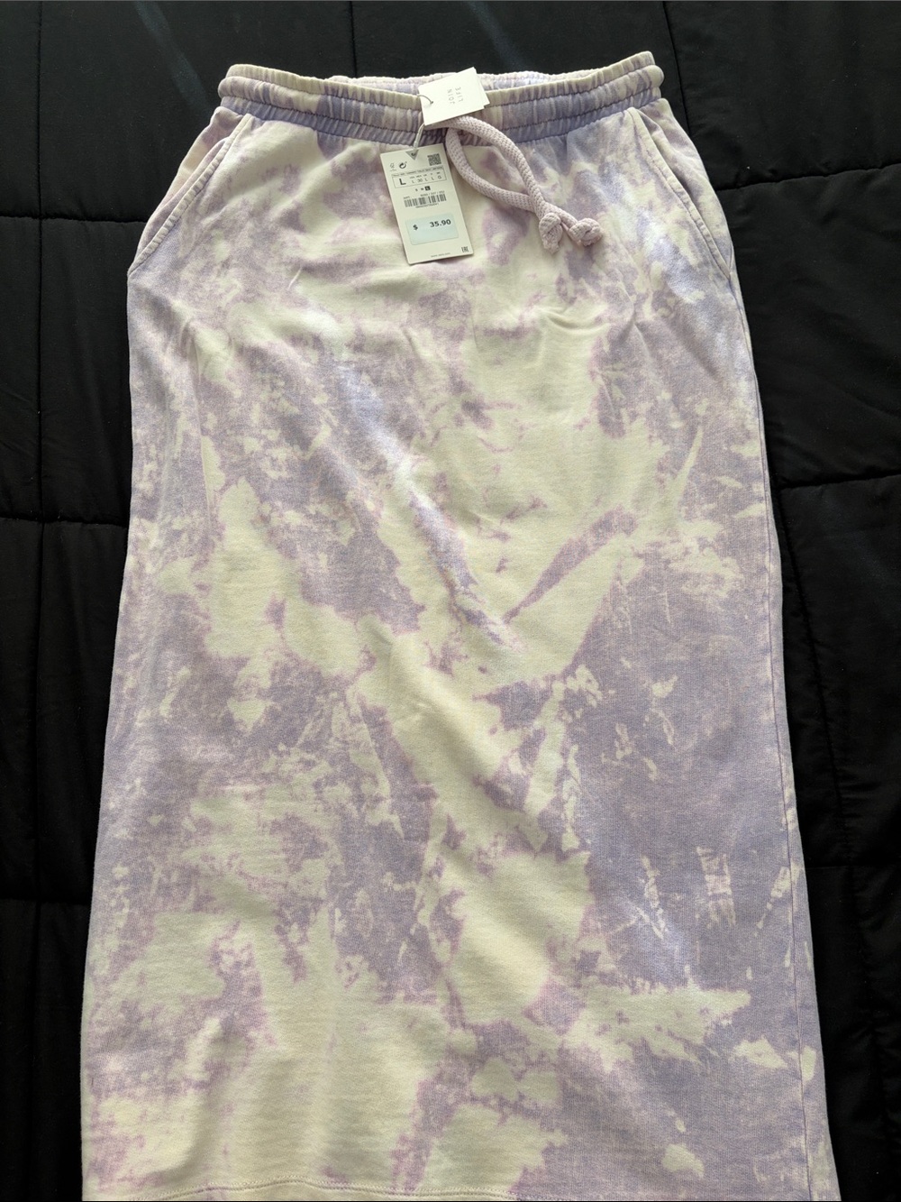 Zara Lavender and White Tie-Dye Midi Skirt